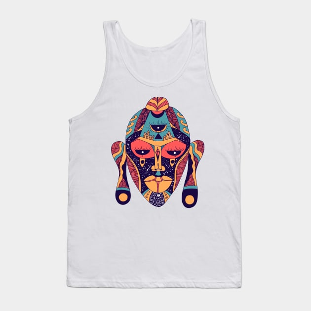 Retro Triad African Mask 7 Tank Top by kenallouis
